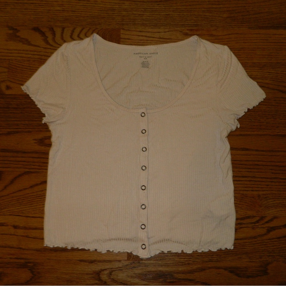 American Eagle Outfitters Cream Crop Top